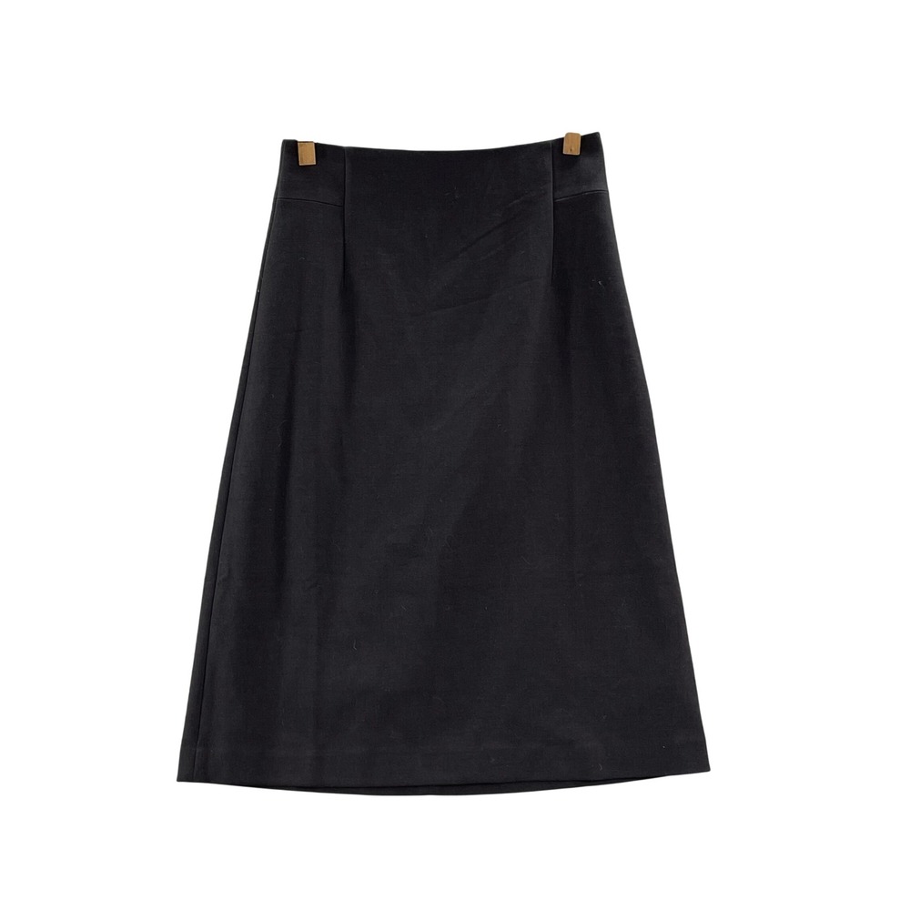 Ann Taylor Loft A-Line Skirt Womens 4 Black Solid Knee Length Office Corpcore